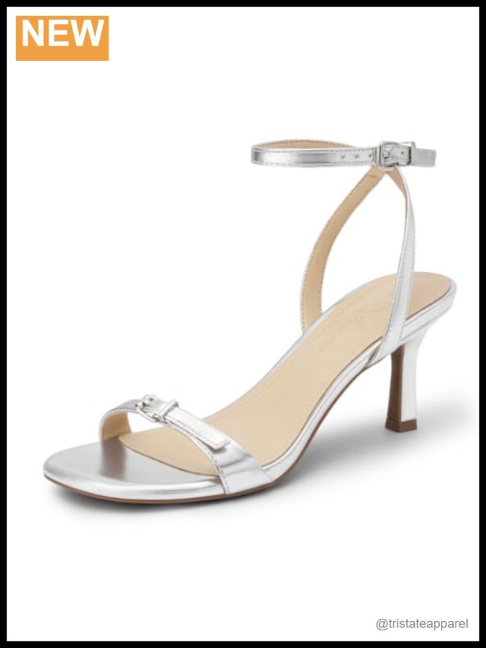 Kitten Heel Square Open Toe Ankle Strap Heeled Sandals